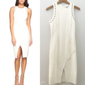 Adelyn Rae ivory fitted studded shoulder dress
